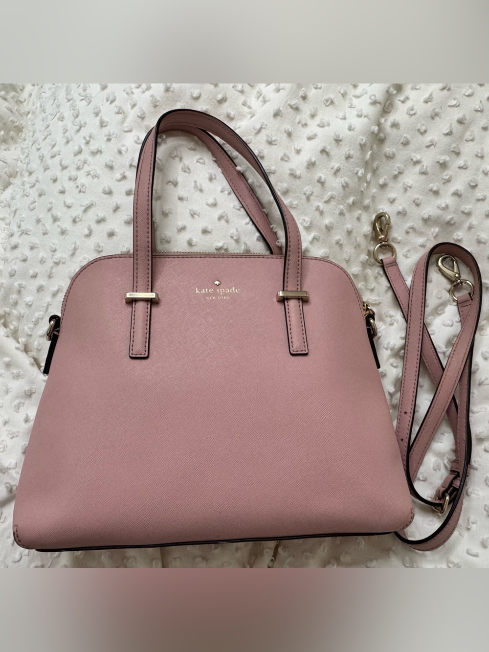 Kate Spade Dusty Pink Saffiano Satchel with Gold Hardware & Matching Wallet - Picture 7 of 16
